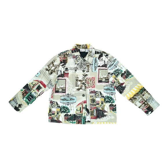 Vintage 1980’s Units Petite Chunky Button Print Jacket Sz Medium PM  100% Cotton - Picture 1 of 7